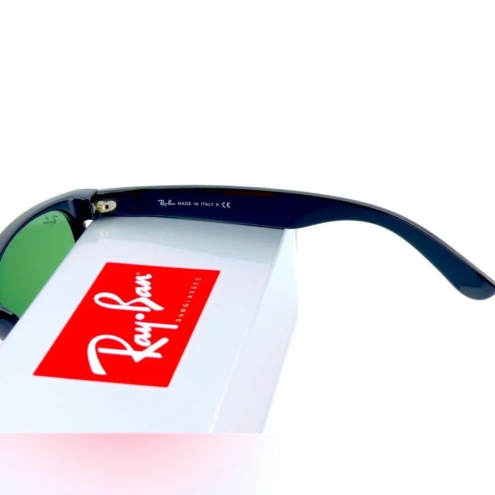 Ray-Ban Sunglasses New Wayfarer Classic RB2132 Polished black Frame Green Lenses - Picture 11 of 14